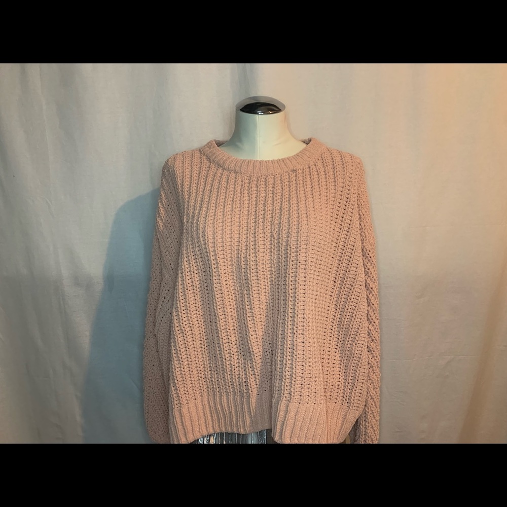 H&M CREW NECK RIB KNIT BALLOON SLEEVE SWEATER xl